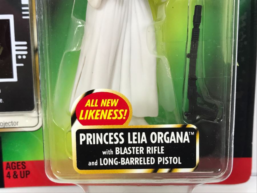STAR WARS The Power Of The Force Princess Leia Organa With Blaster Rifle And Long Barreled Pistol Freeze Frame Action Slide Collection 1 Kenner Hasbro 1997 69570/69824 New On Card [Photo 5]