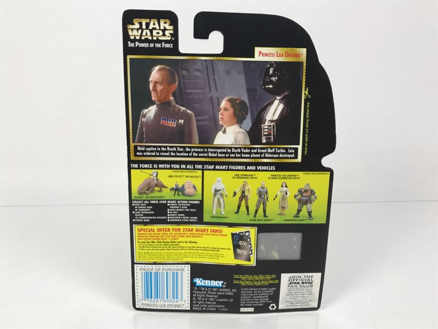 STAR WARS The Power Of The Force Princess Leia Organa With Blaster Rifle And Long Barreled Pistol Freeze Frame Action Slide Collection 1 Kenner Hasbro 1997 69570/69824 New On Card [Photo 9]