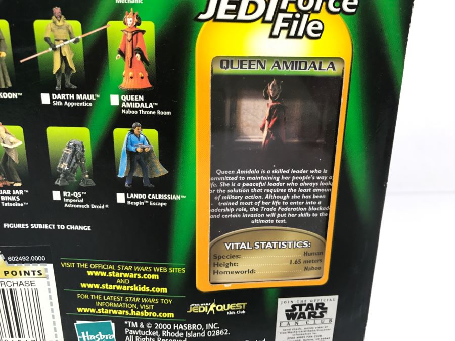 STAR WARS The Power Of The Jedi Queen Amidala Jedi Force File Collection 2 Hasbro 2000 84455 New On Card [Photo 11]