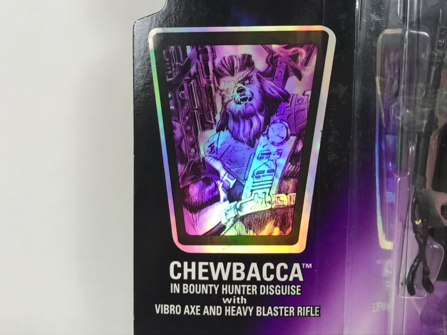 STAR WARS Shadows Of The Empire Chewbacca In Bounty Hunter Disguise With Vibro Axe And Heavy Blaster Rifle Kenner Hasbro 1996 69605/69562 New On Card [Photo 8]