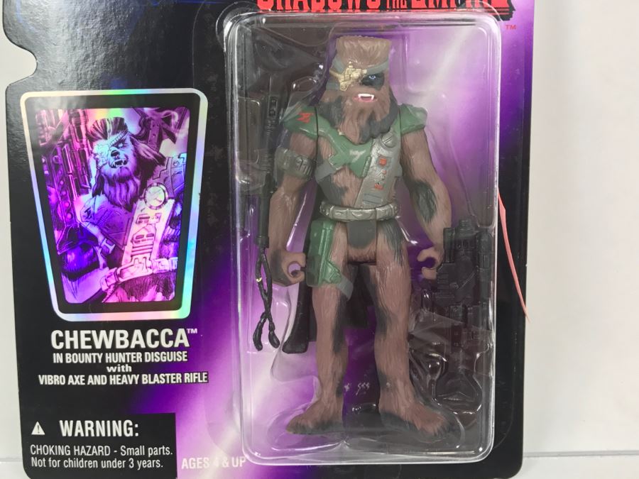 STAR WARS Shadows Of The Empire Chewbacca In Bounty Hunter Disguise With Vibro Axe And Heavy Blaster Rifle Kenner Hasbro 1996 69605/69562 New On Card [Photo 3]