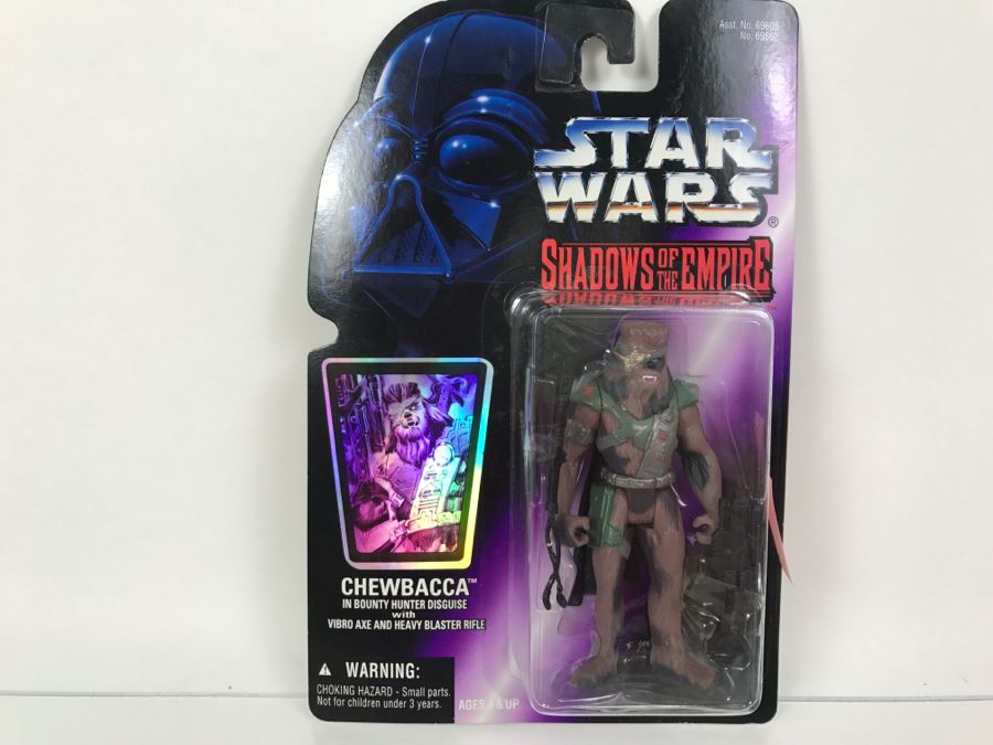 STAR WARS Shadows Of The Empire Chewbacca In Bounty Hunter Disguise With Vibro Axe And Heavy Blaster Rifle Kenner Hasbro 1996 69605/69562 New On Card [Photo 1]