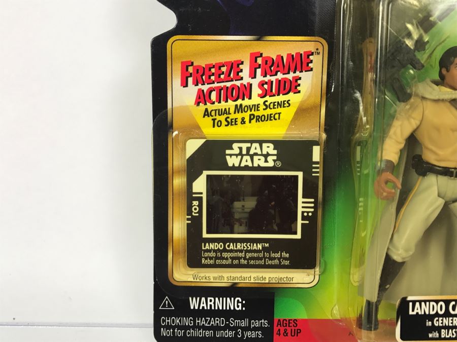 STAR WARS The Power Of The Force Lando Calrissian In General's Gear With Blaster Pistol Freeze Frame Action Slide Collection 1 Kenner Hasbro 1997 69570/69756 New On Card [Photo 6]