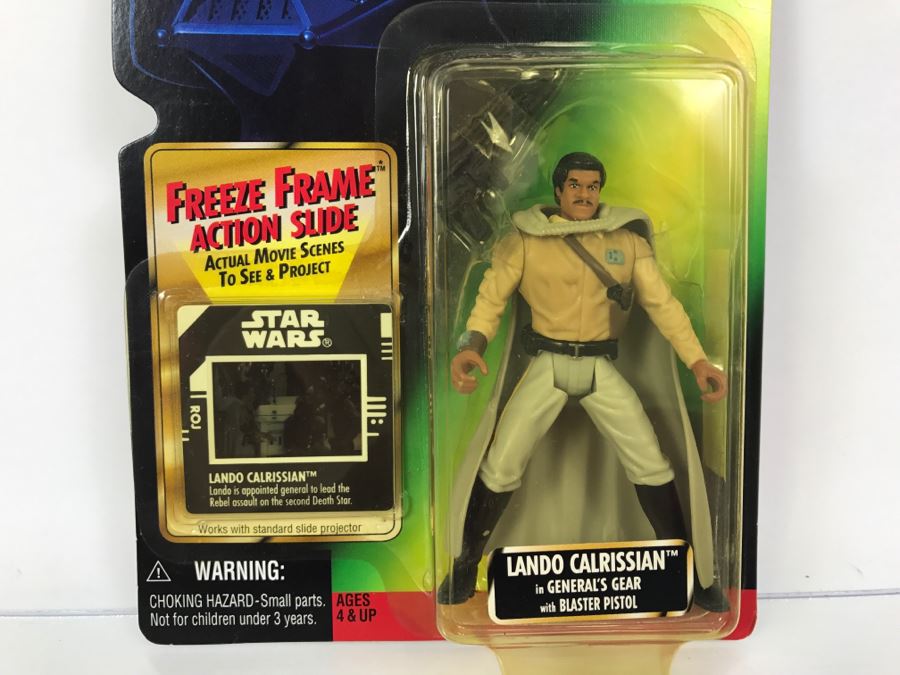 STAR WARS The Power Of The Force Lando Calrissian In General's Gear With Blaster Pistol Freeze Frame Action Slide Collection 1 Kenner Hasbro 1997 69570/69756 New On Card [Photo 3]