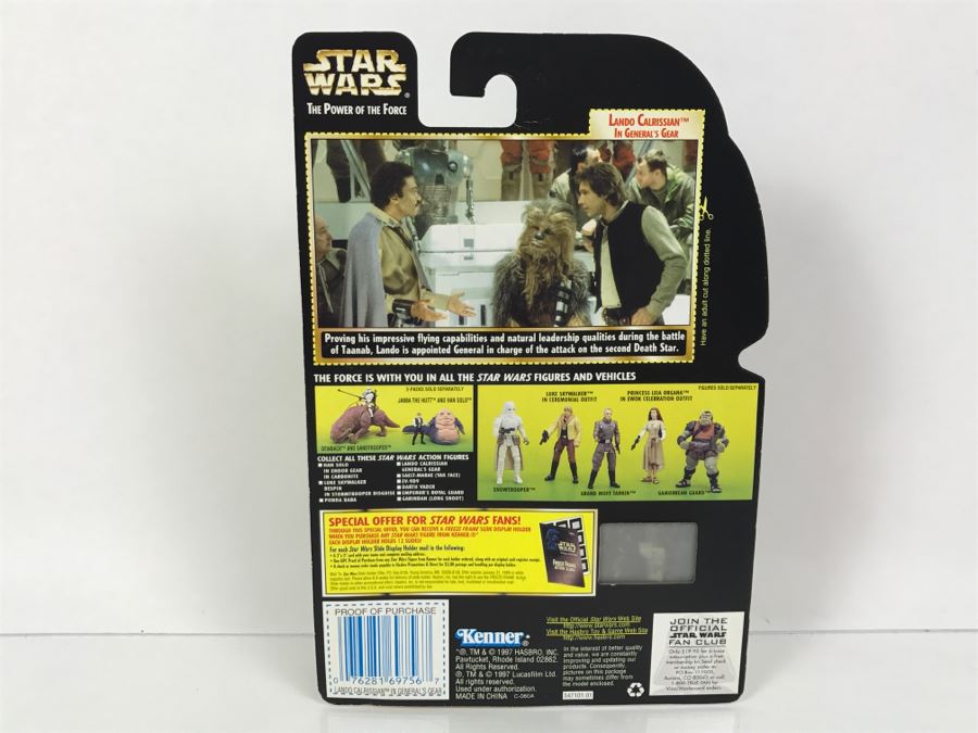 STAR WARS The Power Of The Force Lando Calrissian In General's Gear With Blaster Pistol Freeze Frame Action Slide Collection 1 Kenner Hasbro 1997 69570/69756 New On Card [Photo 9]