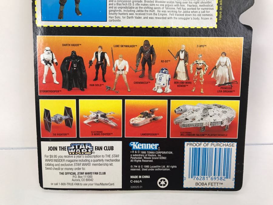 STAR WARS The Power Of The Force Boba Fett With Sawed Off Blaster Rifle And Jet Pack Kenner Tonka Hasbro 1995 69570/69582 New On Card [Photo 10]