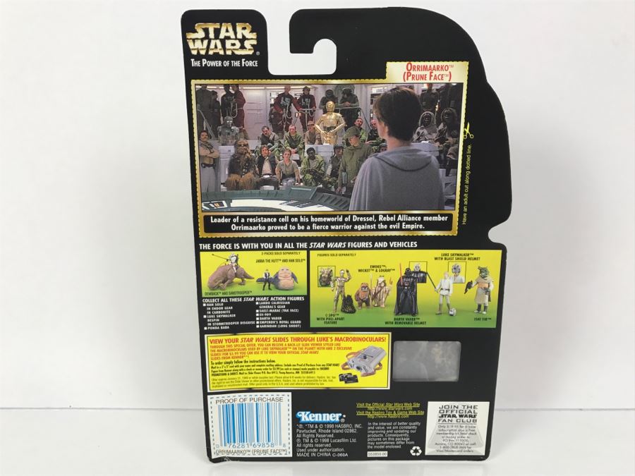STAR WARS The Power Of The Force Orrimaarko Prune Face With Blaster Rifle Freeze Frame Action Slide Collection 1 Kenner Hasbro 1998 69570/69858 New On Card [Photo 9]