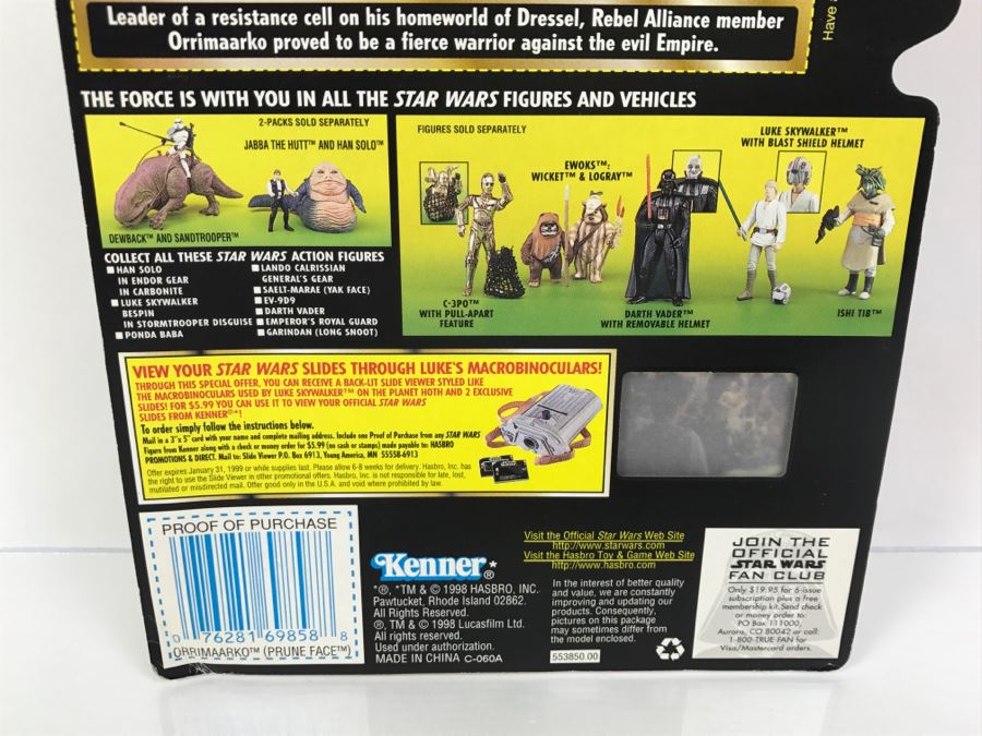 STAR WARS The Power Of The Force Orrimaarko Prune Face With Blaster Rifle Freeze Frame Action Slide Collection 1 Kenner Hasbro 1998 69570/69858 New On Card [Photo 11]