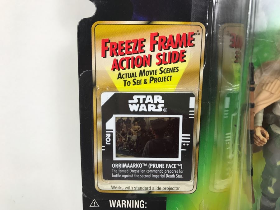 STAR WARS The Power Of The Force Orrimaarko Prune Face With Blaster Rifle Freeze Frame Action Slide Collection 1 Kenner Hasbro 1998 69570/69858 New On Card [Photo 6]