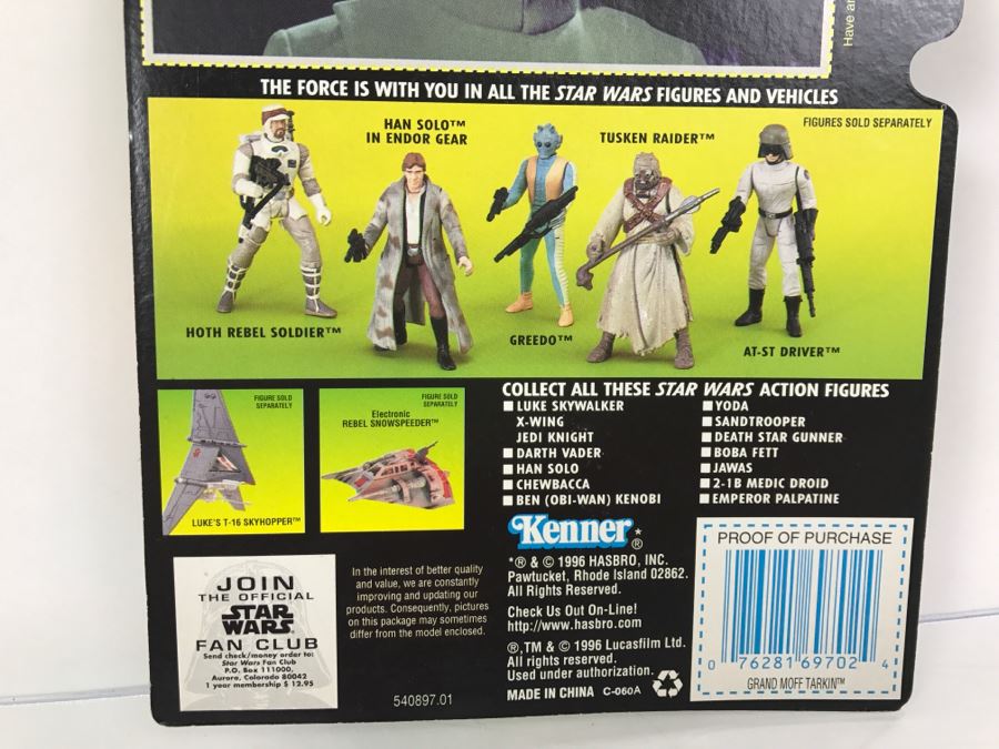 STAR WARS The Power Of The Force Grand Moff Tarkin With Imperial Issue Blaster Rifle And Pistol Collection 3 Kenner Hasbro 1996 69705/69702 New On Card [Photo 10]