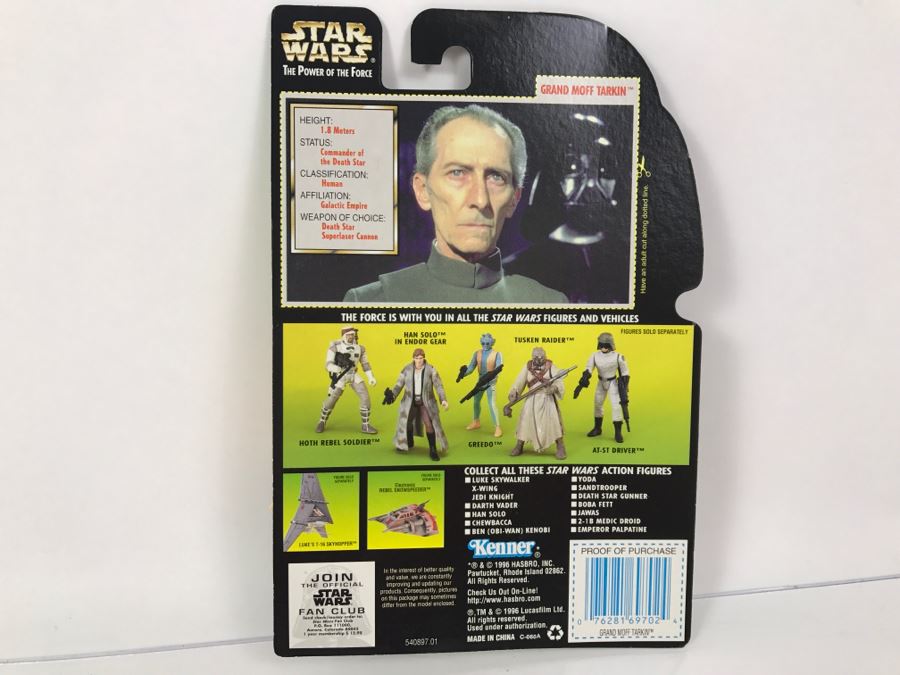 STAR WARS The Power Of The Force Grand Moff Tarkin With Imperial Issue Blaster Rifle And Pistol Collection 3 Kenner Hasbro 1996 69705/69702 New On Card [Photo 8]