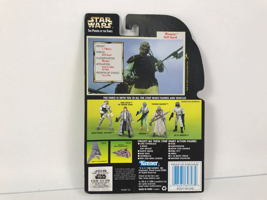 STAR WARS The Power Of The Force Weequay Skiff Guard With Force Pike And Blaster Rifle Collection 2 Kenner Hasbro 1996 69605/69707 New On Card [Photo 8]