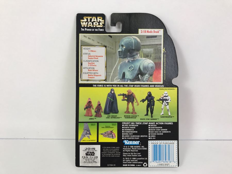 STAR WARS The Power Of The Force 2-1B Medic Droid With Medical Diagnostic Computer Collection 2 Kenner Hasbro 1996 69605/69618 New On Card [Photo 8]
