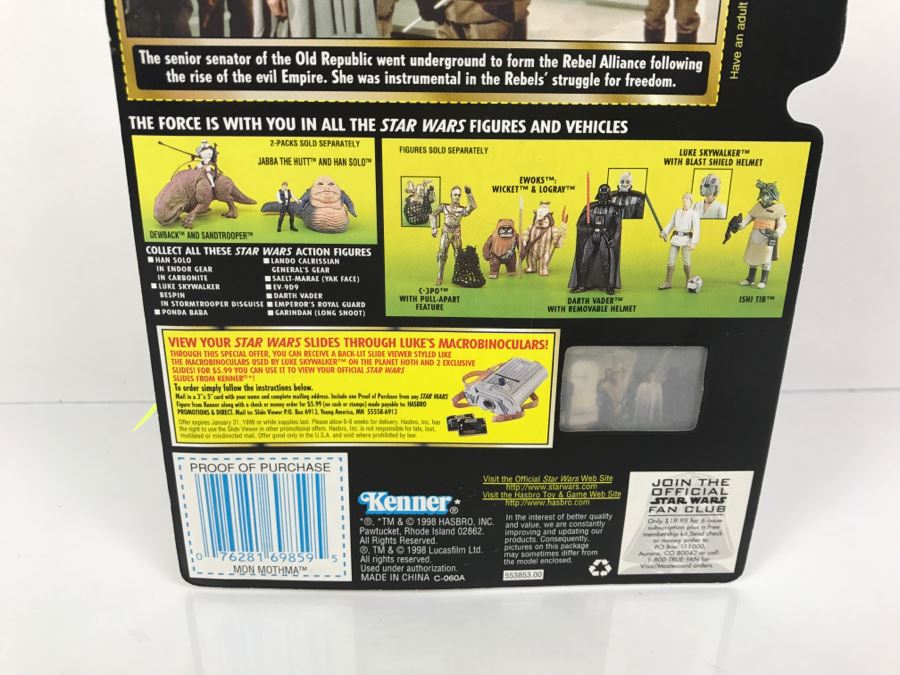 STAR WARS The Power Of The Force Mon Mothma With Baton Freeze Frame Action Slide Collection 1 Kenner Hasbro 1998 69570/69859 New On Card [Photo 11]