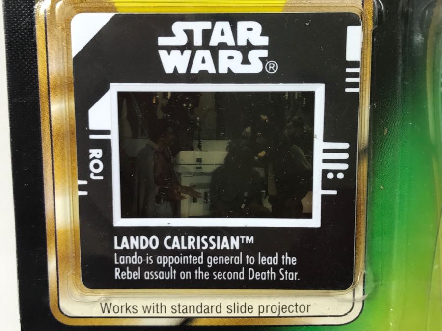 STAR WARS The Power Of The Force Lando Calrissian In General's Gear With Blaster Pistol Freeze Frame Action Slide Collection 1 Kenner Hasbro 1997 69570/69756  New On Card [Photo 7]