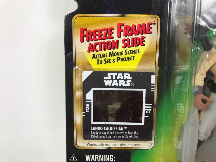 STAR WARS The Power Of The Force Lando Calrissian In General's Gear With Blaster Pistol Freeze Frame Action Slide Collection 1 Kenner Hasbro 1997 69570/69756  New On Card [Photo 6]