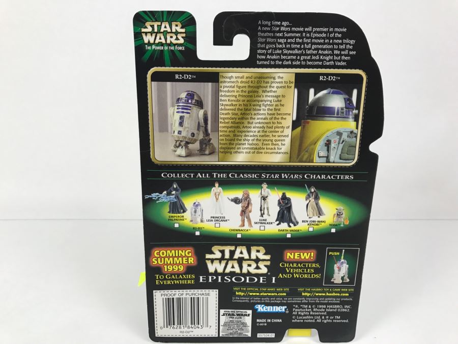 STAR WARS The Power Of The Force R2-D2 With Launching Lightsaber Episode 1 FlashBack Photo Kenner Hasbro 1998 69680/84043 New On Card [Photo 8]
