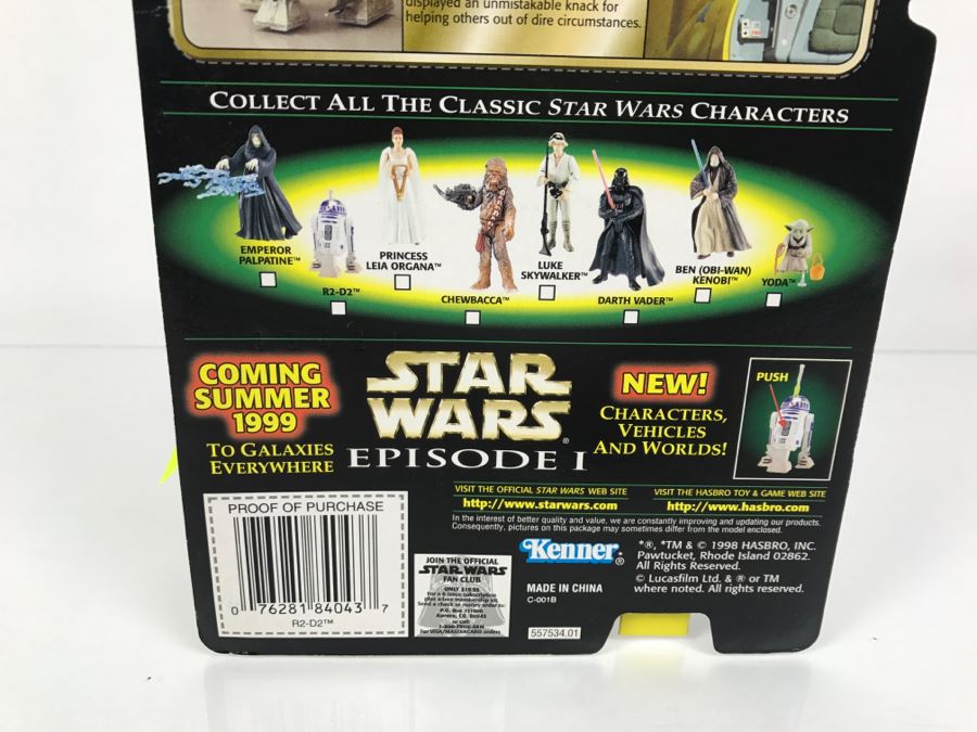 STAR WARS The Power Of The Force R2-D2 With Launching Lightsaber Episode 1 FlashBack Photo Kenner Hasbro 1998 69680/84043 New On Card [Photo 10]