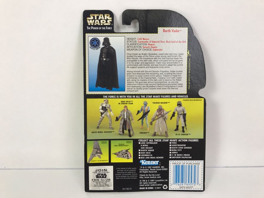 STAR WARS The Power Of The Force Darth Vader With Lightsaber And Removable Cape Collection 1 Kenner Hasbro 1995  69570/69572 New On Card [Photo 8]