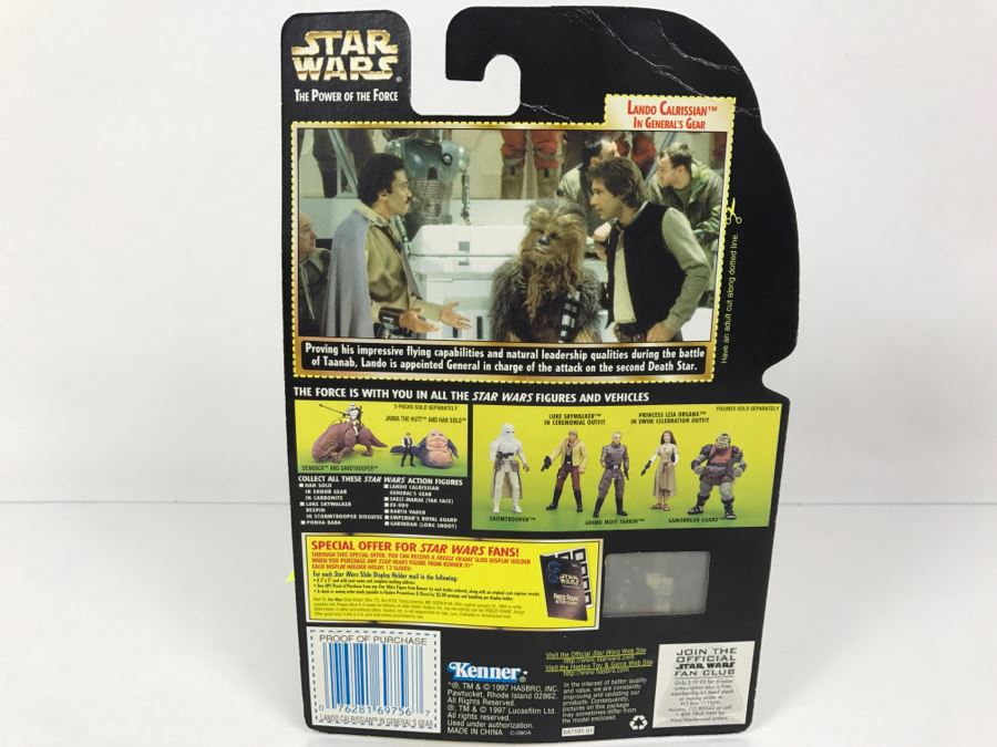 STAR WARS The Power Of The Force Lando Calrissian In General's Gear With Blaster Pistol Freeze Frame Action Slide Collection 1 Kenner Hasbro 1997 69570/69756 New On Card [Photo 9]