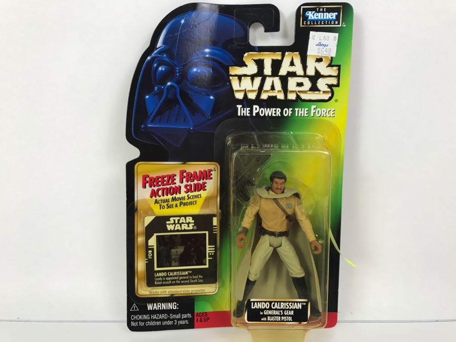 STAR WARS The Power Of The Force Lando Calrissian In General's Gear With Blaster Pistol Freeze Frame Action Slide Collection 1 Kenner Hasbro 1997 69570/69756 New On Card [Photo 1]