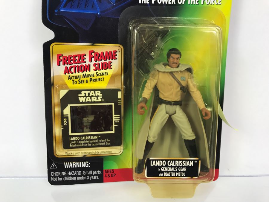 STAR WARS The Power Of The Force Lando Calrissian In General's Gear With Blaster Pistol Freeze Frame Action Slide Collection 1 Kenner Hasbro 1997 69570/69756 New On Card [Photo 3]