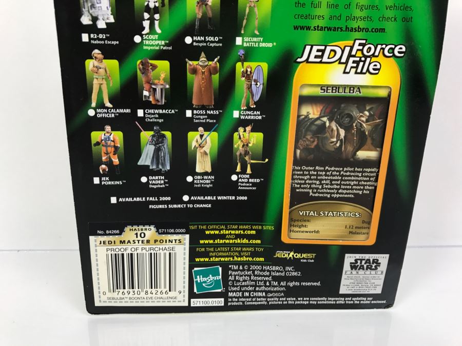 STAR WARS The Power Of The Jedi Sebulba Boonta Eve Challenge Jedi Force File Collection 2 Hasbro 2000 84455 New On Card [Photo 11]