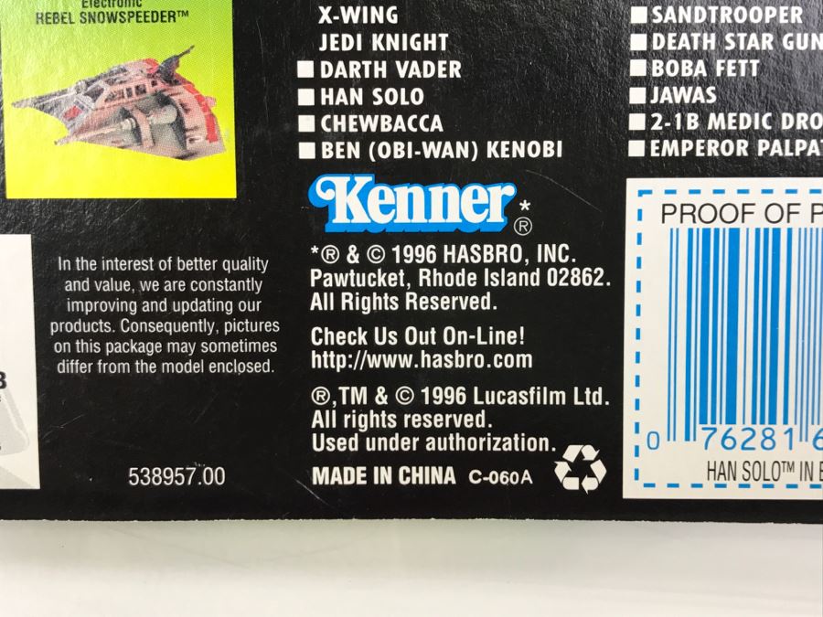 STAR WARS The Power Of The Force Han Solo In Endor Gear With Blaster Pistol Collection 1 Kenner Hasbro 1996 69570/69621 New On Card [Photo 11]