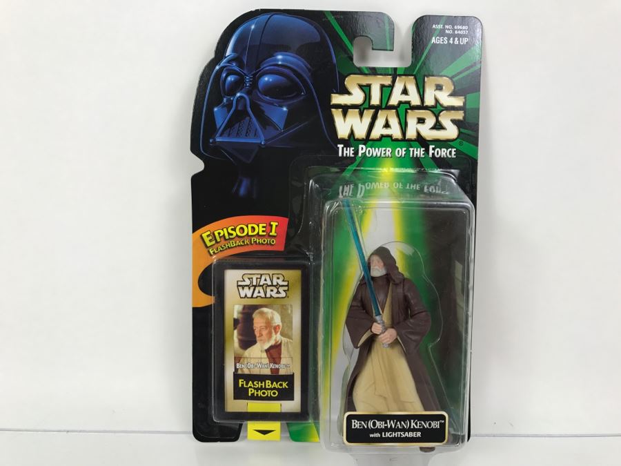 STAR WARS The Power Of The Force Ben (Obi-Wan) Kenobi with Lightsaber Episode 1 Flashback Photo Kenner Hasbro 1998 69680/84037 New On Card [Photo 1]