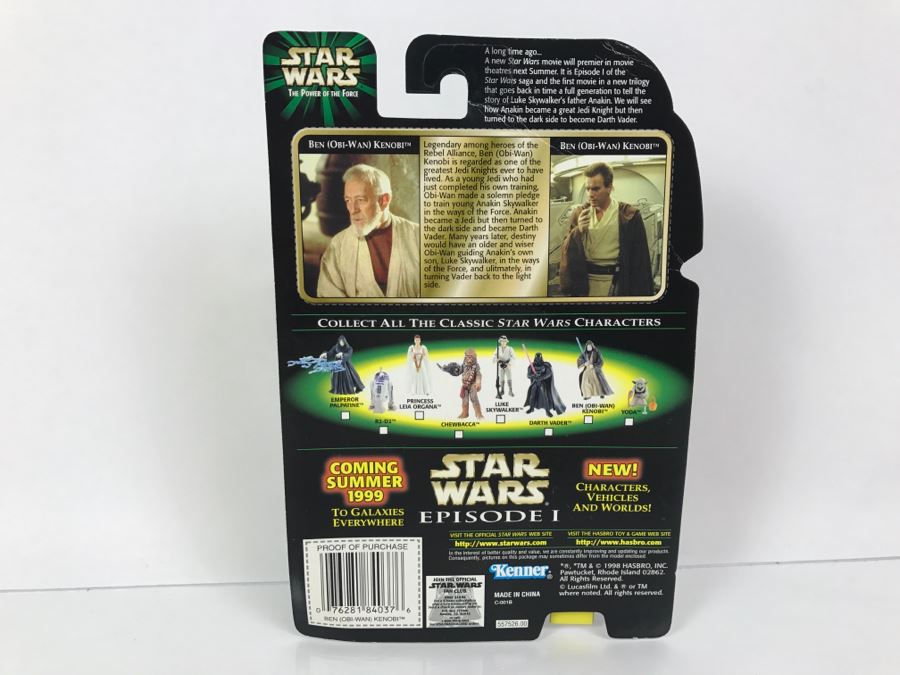 STAR WARS The Power Of The Force Ben (Obi-Wan) Kenobi with Lightsaber Episode 1 Flashback Photo Kenner Hasbro 1998 69680/84037 New On Card [Photo 9]