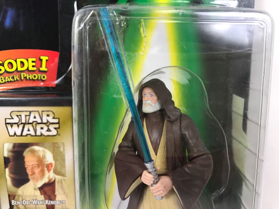 STAR WARS The Power Of The Force Ben (Obi-Wan) Kenobi with Lightsaber Episode 1 Flashback Photo Kenner Hasbro 1998 69680/84037 New On Card [Photo 5]