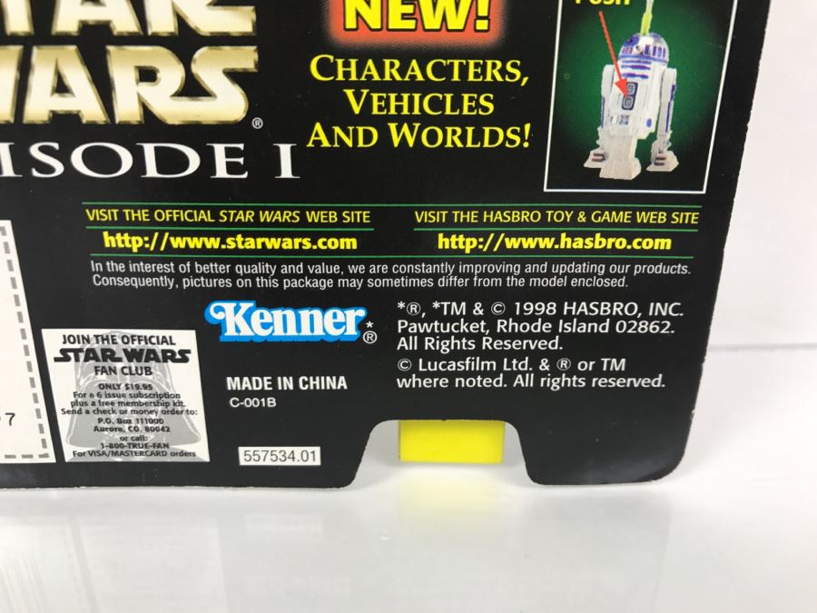STAR WARS The Power Of The Force R2-D2 With Launching Lightsaber Episode 1 FlashBack Photo Kenner Hasbro 1998 69680/84043 New On Card [Photo 11]