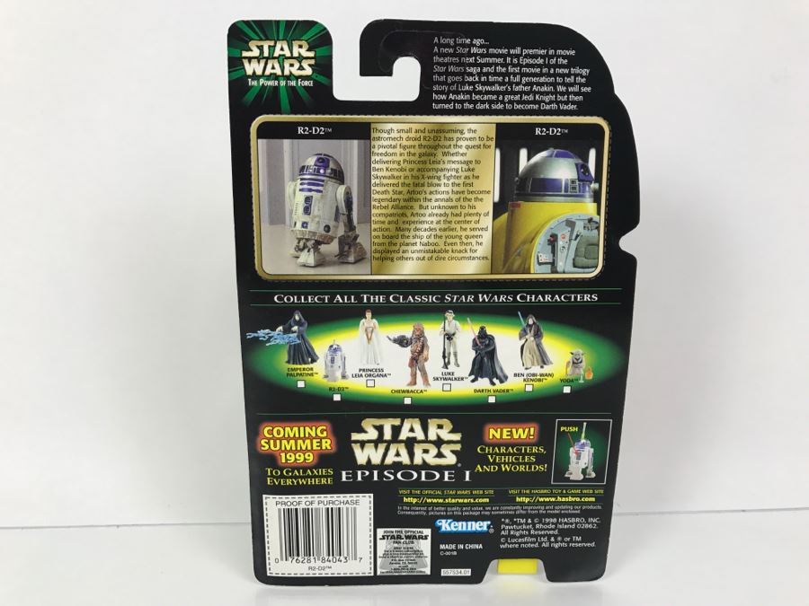 STAR WARS The Power Of The Force R2-D2 With Launching Lightsaber Episode 1 FlashBack Photo Kenner Hasbro 1998 69680/84043 New On Card [Photo 8]