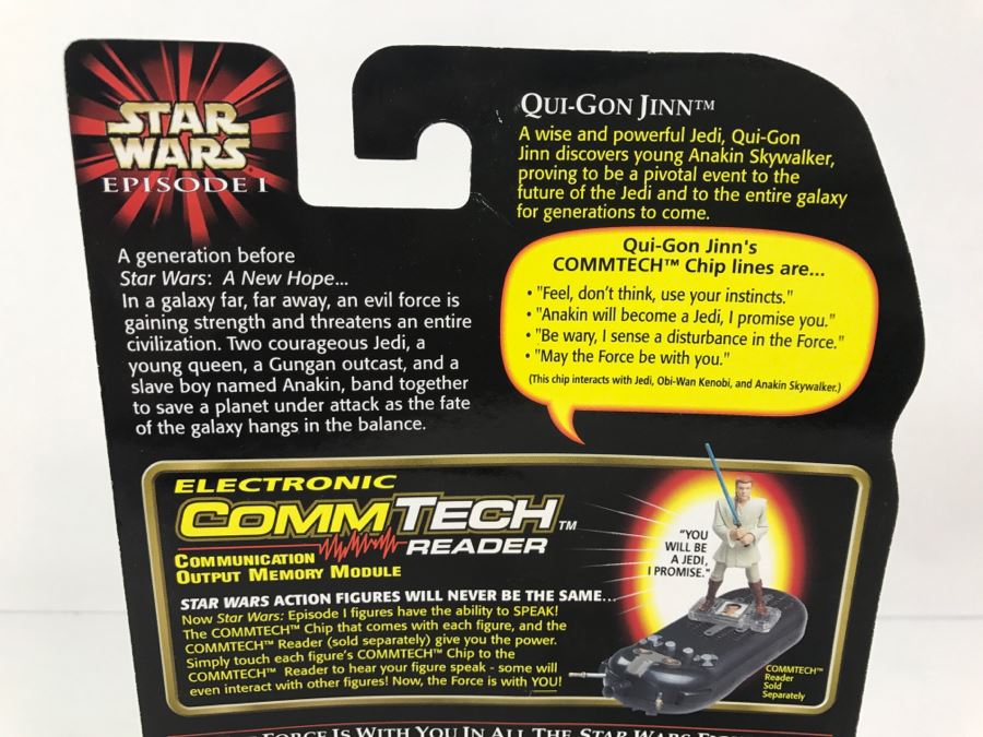 STAR WARS Episode 1 Qui-Gon Jinn Jedi Duel With Lightsaber CommTech Chip Collection 1 Hasbro 1998 84085/84072 New On Card [Photo 9]