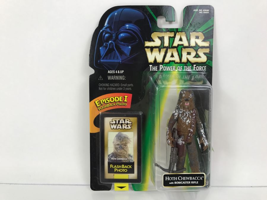 STAR WARS The Power Of The Force Hoth Chewbacca With Bowcaster Rifle Episode 1 Flashback Photo Kenner Hasbro 1998 69680/84051 New On Card
