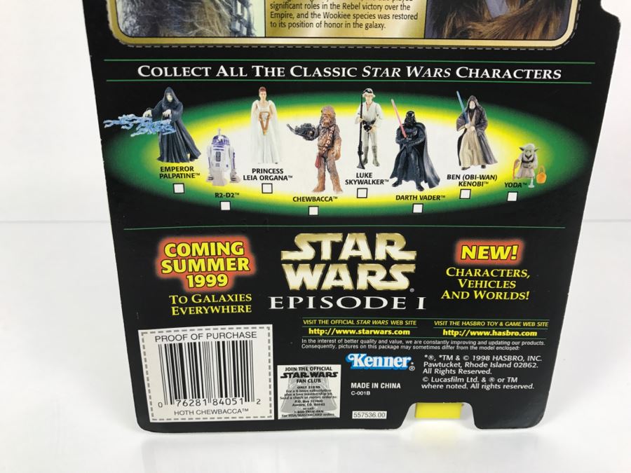 STAR WARS The Power Of The Force Hoth Chewbacca With Bowcaster Rifle Episode 1 Flashback Photo Kenner Hasbro 1998 69680/84051 New On Card [Photo 10]