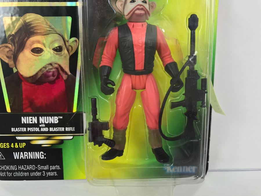 STAR WARS The Power Of The Force Nien Nunb With Blaster Pistol and Blaster Rifle Collection 2 Kenner Hasbro 1997 69605/69694 New On Card [Photo 6]