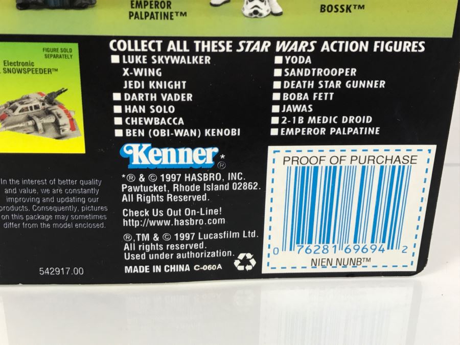 STAR WARS The Power Of The Force Nien Nunb With Blaster Pistol and Blaster Rifle Collection 2 Kenner Hasbro 1997 69605/69694 New On Card [Photo 11]