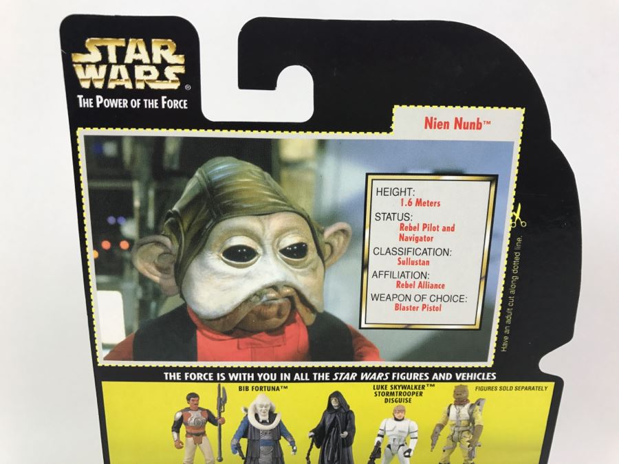 STAR WARS The Power Of The Force Nien Nunb With Blaster Pistol and Blaster Rifle Collection 2 Kenner Hasbro 1997 69605/69694 New On Card [Photo 9]