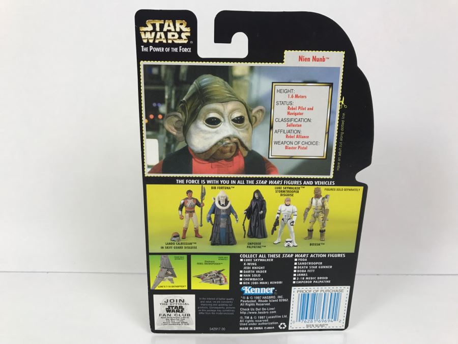 STAR WARS The Power Of The Force Nien Nunb With Blaster Pistol and Blaster Rifle Collection 2 Kenner Hasbro 1997 69605/69694 New On Card [Photo 8]