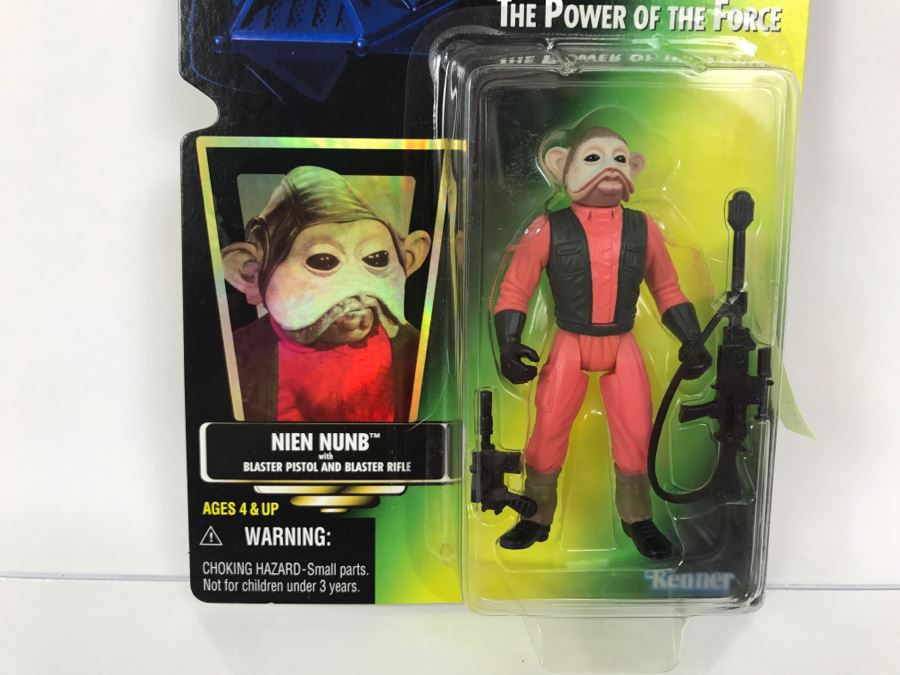 STAR WARS The Power Of The Force Nien Nunb With Blaster Pistol and Blaster Rifle Collection 2 Kenner Hasbro 1997 69605/69694 New On Card [Photo 4]