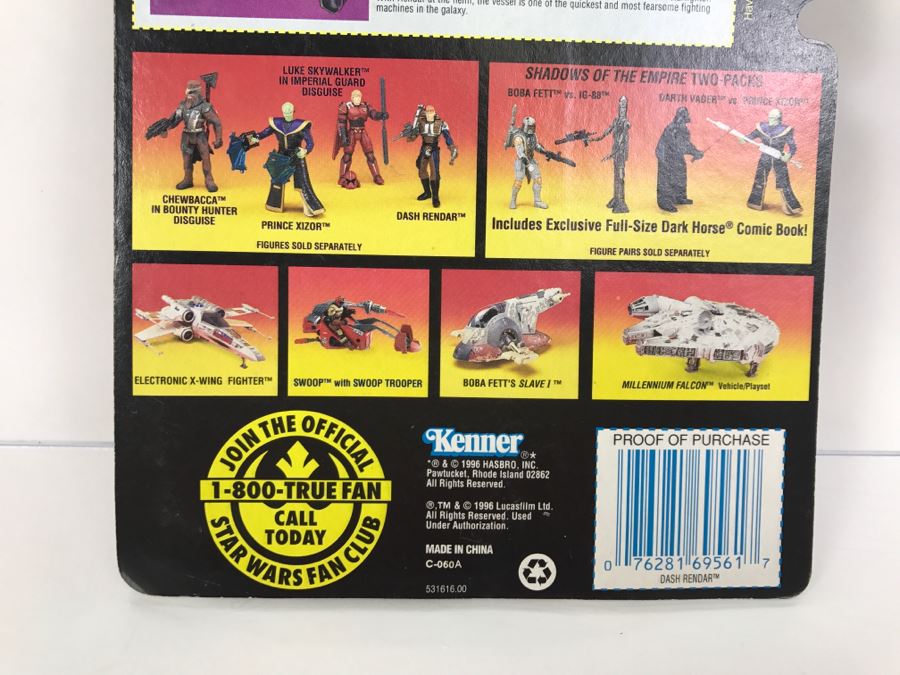 STAR WARS Shadows Of The Empire Dash Render With Heavy Weapons Pack Kenner Hasbro 1996 69605/69561 New On Card [Photo 10]