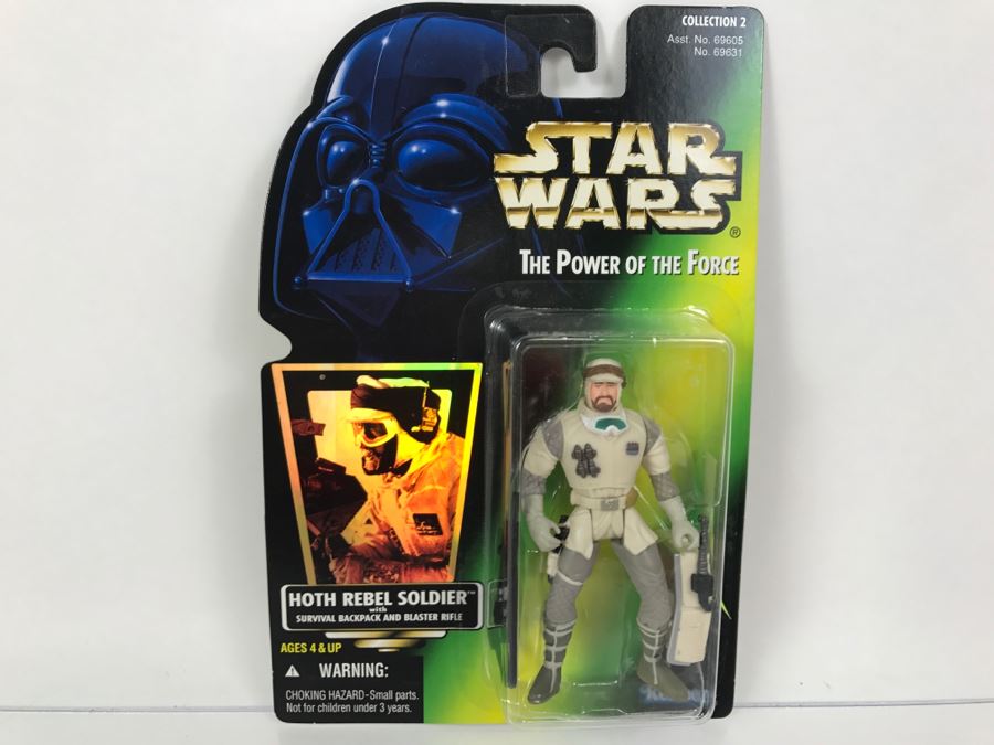 STAR WARS The Power Of The Force Hoth Rebel Soldier With Survival Backpack And Blaster Rifle Collection 2 Kenner Hasbro 1996 69605/69631 New On Card
