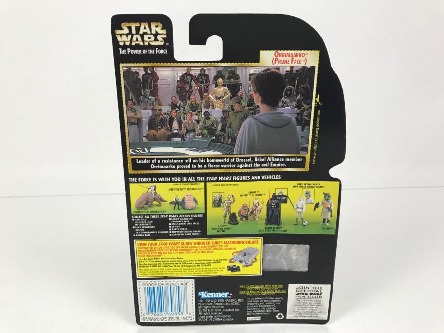 STAR WARS The Power Of The Force Orrimaarko Prune Face With Blaster Rifle Freeze Frame Action Slide Collection 1 Kenner Hasbro 1998 69570/69858 New On Card [Photo 8]