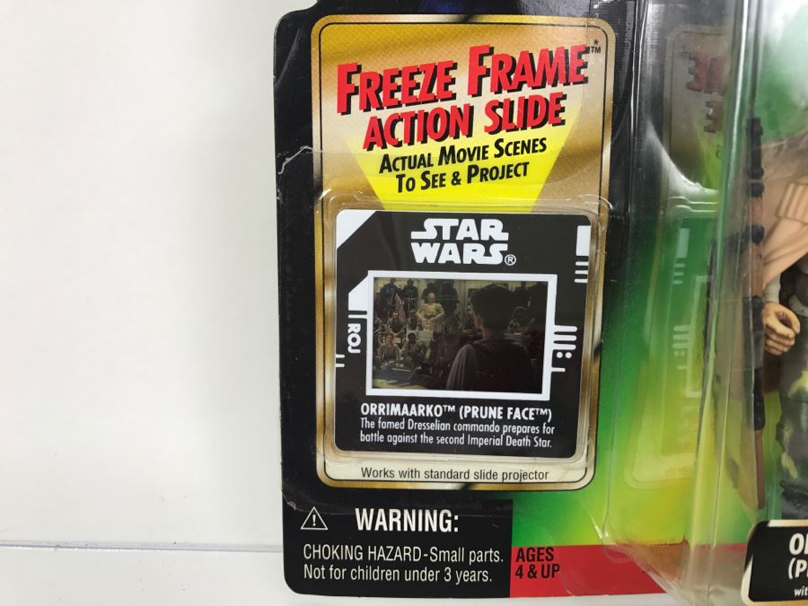 STAR WARS The Power Of The Force Orrimaarko Prune Face With Blaster Rifle Freeze Frame Action Slide Collection 1 Kenner Hasbro 1998 69570/69858 New On Card [Photo 5]