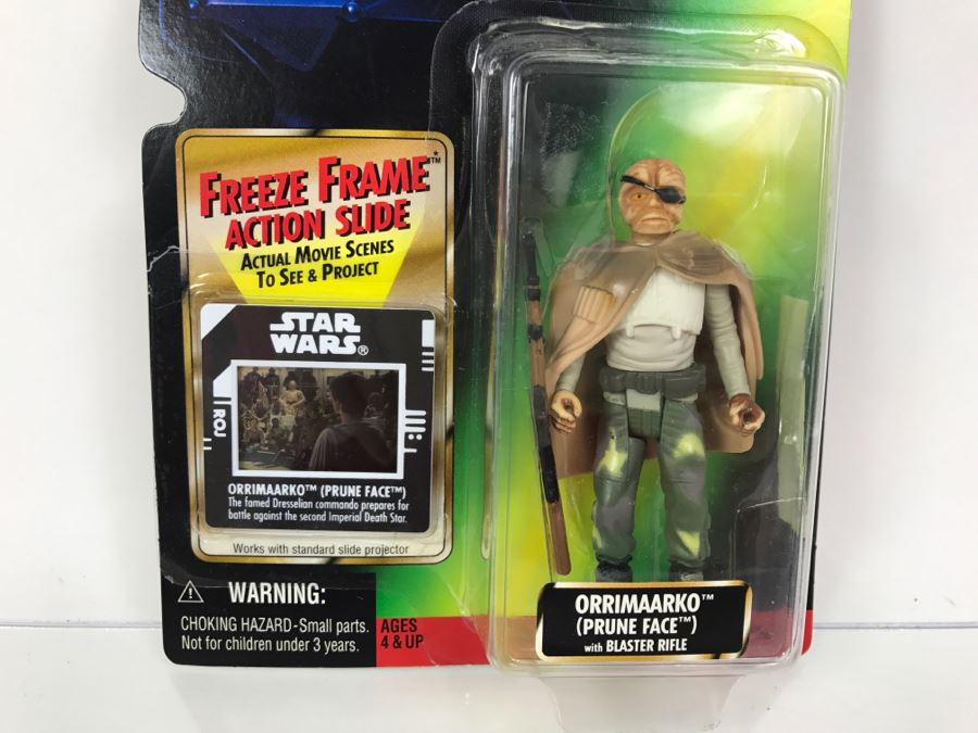 STAR WARS The Power Of The Force Orrimaarko Prune Face With Blaster Rifle Freeze Frame Action Slide Collection 1 Kenner Hasbro 1998 69570/69858 New On Card [Photo 2]