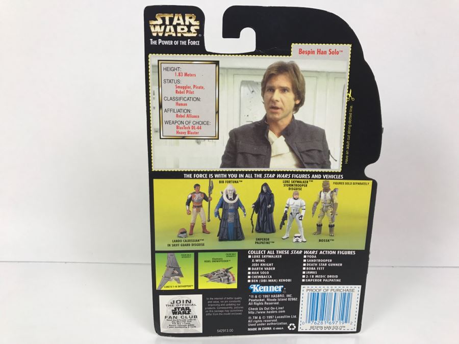 STAR WARS The Power Of The Force Bespin Han Solo With Heavy Assault Rifle And Blaster Collection 1 Kenner Hasbro 1997 69570/69719 New On Card [Photo 8]