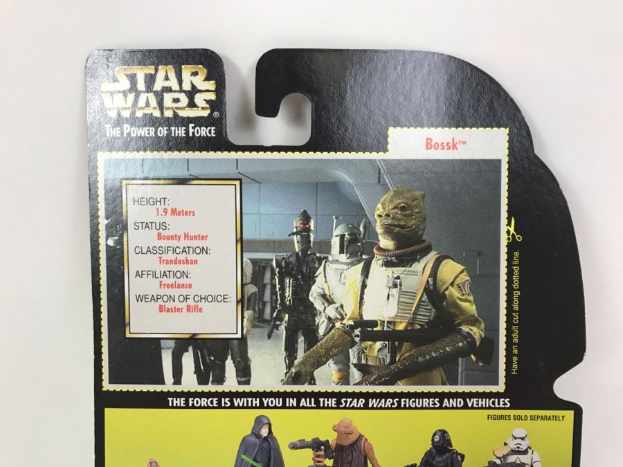 STAR WARS The Power Of The Force Bossk With Blaster Rifle and Pistol Collection 2 Kenner Hasbro 1996 69605/69617 New On Card [Photo 9]