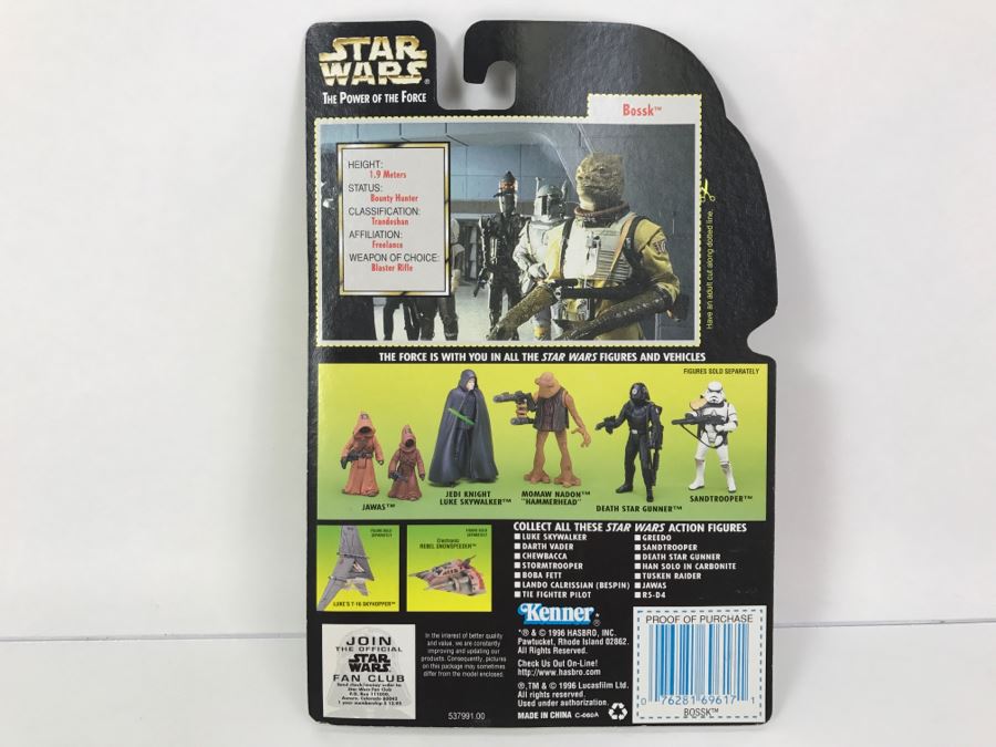 STAR WARS The Power Of The Force Bossk With Blaster Rifle and Pistol Collection 2 Kenner Hasbro 1996 69605/69617 New On Card [Photo 8]