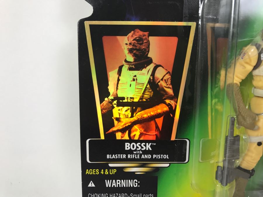 STAR WARS The Power Of The Force Bossk With Blaster Rifle and Pistol Collection 2 Kenner Hasbro 1996 69605/69617 New On Card [Photo 7]
